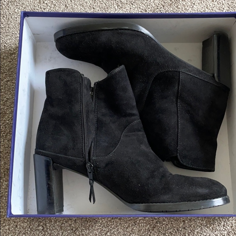 Stuart weitzman black suede booties, 9.5